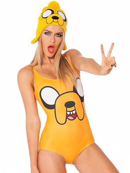 Yellow Jake Teddy Printed Elastic Cheap One Piece Bathing Suits