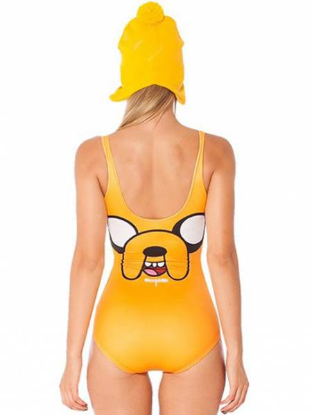 Yellow Jake Teddy Printed Elastic Cheap One Piece Bathing Suits