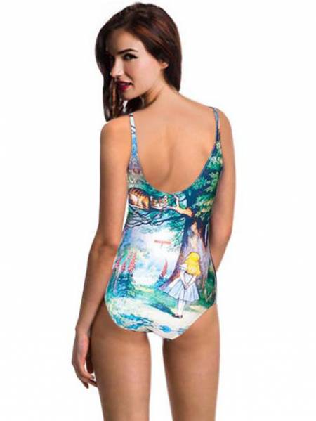 Alice and Cheshire Cat Casual One Piece Swimwear