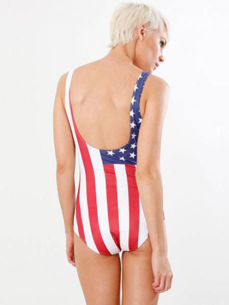 USA Flag Stars and Stripes Print One Piece Swimwear