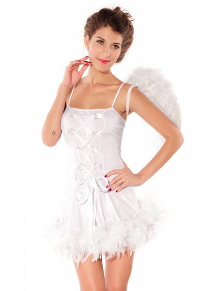 Vilanya 2 Pieces White Sleeveless Adult Sexy Angel Fairy Halloween Costumes For Women