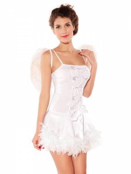 Vilanya 2 Pieces White Sleeveless Adult Sexy Angel Fairy Halloween Costumes For Women