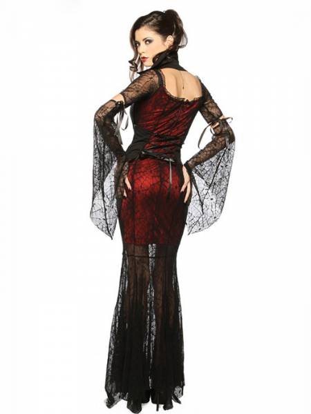 Vilanya Female 4 Pieces Long Sleeve Vixen Vampire Cheap Scary Halloween Costume