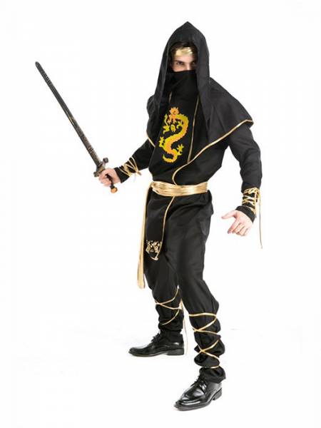 Vilanya 5 Pieces Long Sleeve Printed Ninja Cool Halloween Costumes For Men