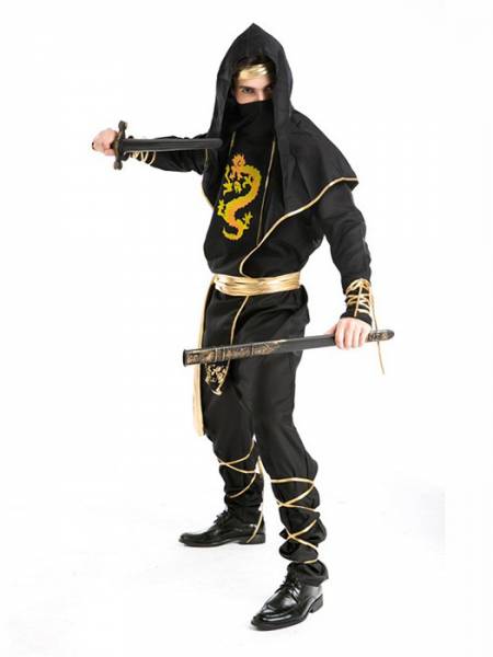 Vilanya 5 Pieces Long Sleeve Printed Ninja Cool Halloween Costumes For Men