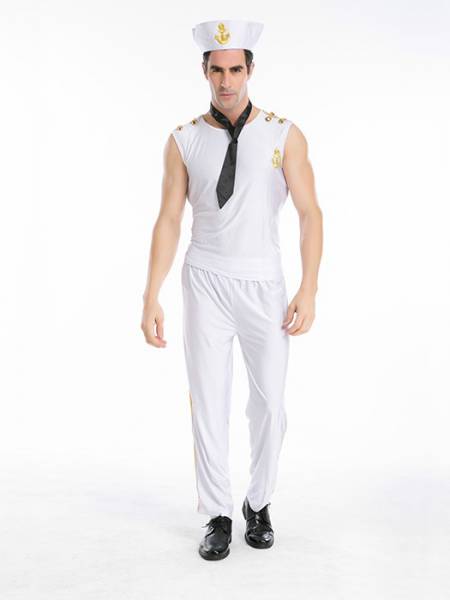 Vilanya White 4 Pieces Sailor Simple Halloween Costumes For Men New Arrival