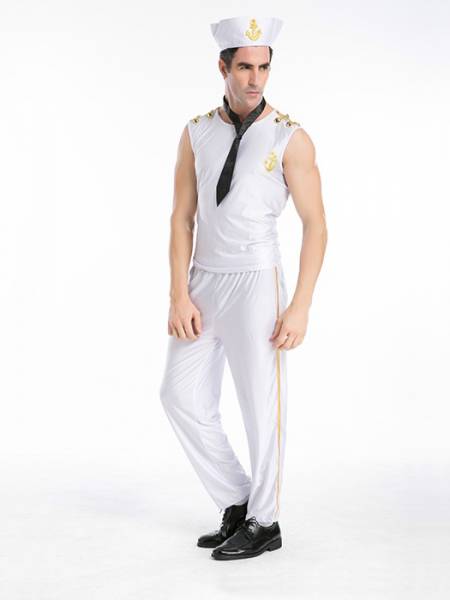 Vilanya White 4 Pieces Sailor Simple Halloween Costumes For Men New Arrival