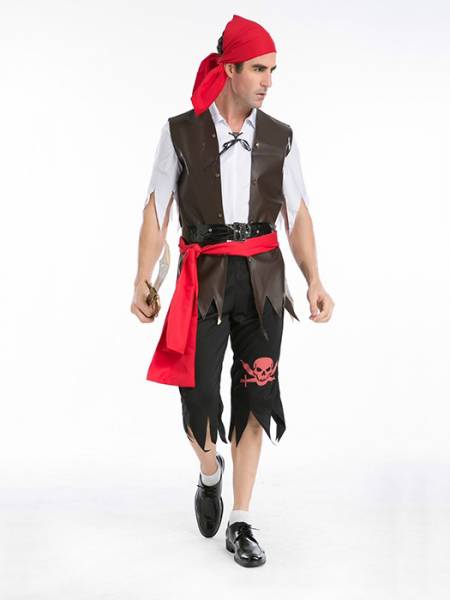 Vilanya 5 Pieces Short Sleeved Halloween Pirate Costume For Men Sale Online