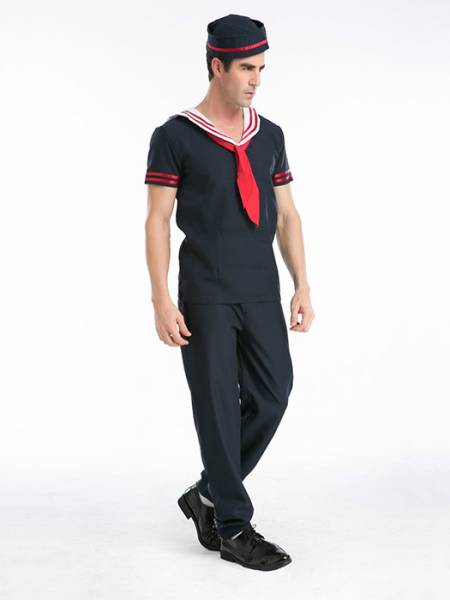 Vilanya Short Sleeve Navy 3 Pieces Captain Sailor Halloween Mens Costumes Online