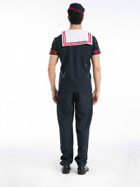 Vilanya Short Sleeve Navy 3 Pieces Captain Sailor Halloween Mens Costumes Online