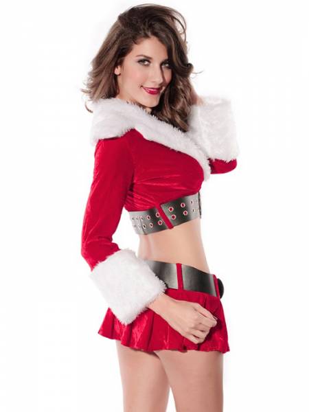 Popular Vilanya 4 Pieces Long Sleeve Fluff Sexy Santa Suit for Women Cheap Online