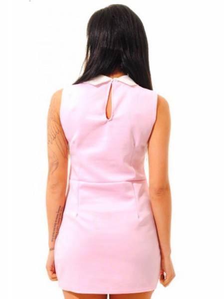 Fashionable Contrasting Collared Asymmetrical Hem Sleeveless Mini Bodycon Dresses Online