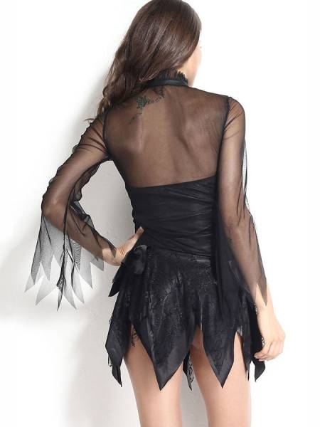 Adult 2 PCS Flattering Black Fallen Angel Halloween Costume Womens