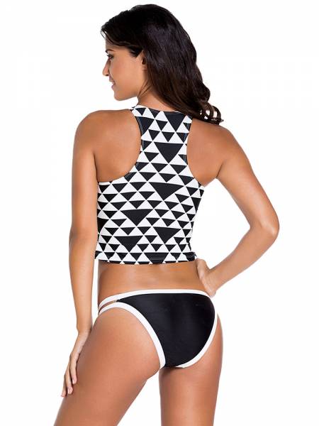 Costa Maya Print Tankinis with Highneck Longline Top & Cutout Low Rise Bottom