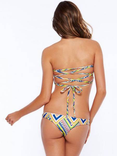 Lady Low Waisted Strapless Padded Adjustable Bandeau Bikini Suits for Sale