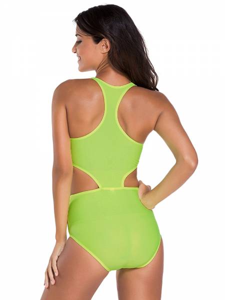 Sporty Style Padded High Waist Sexy One Piece Swimsuit with Cutout Details