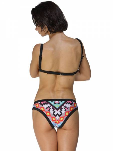 Colorful Pattern Printing Adjustable Pull Over Bikini Top & Hipster Bottom