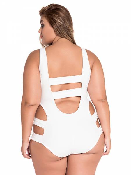 Sexy Bandage One Piece Plus-size Bathing Suit for Women with Cutout Detail