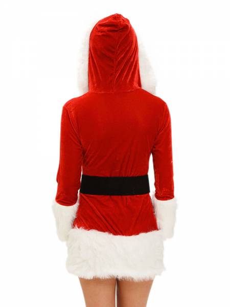 Three Pieces Long Sleeve Hooded Fluff Womens Christmas Day Outfits for Sale