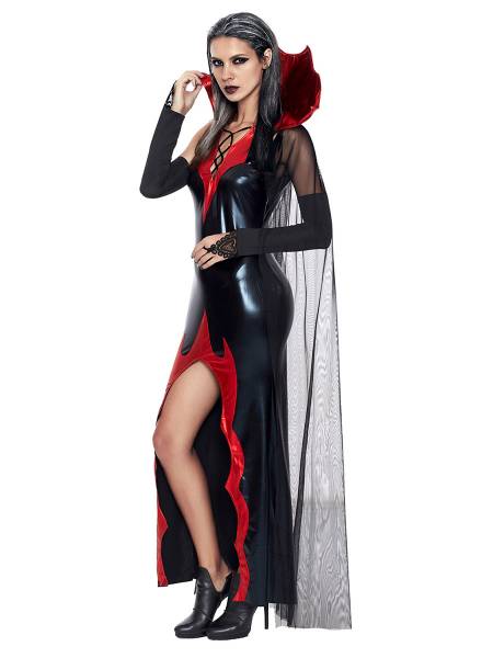 2 Pieces Sleeveless Fitting Floor Length Halloween Vampire Costumes Dress