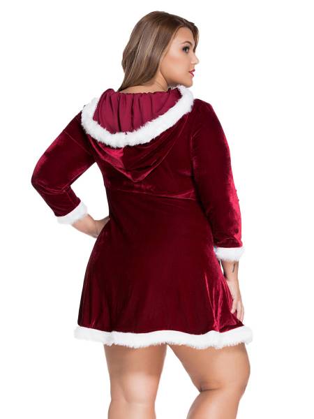 Long Sleeves Hooded Plus Size Christmas Costume A-line Dress for Women