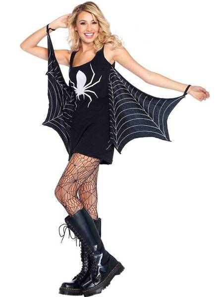 Sleeveless Spider & Spiderweb Printing Easy Halloween Costumes Dress