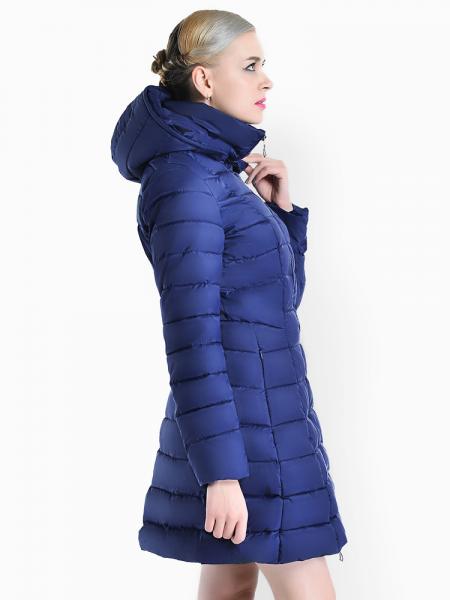 A-line Two-way Zipper Detachable Hooded Padded Parka Jacket for Women