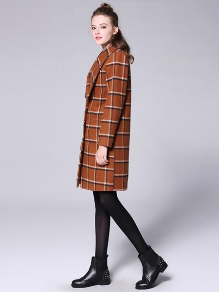 Big Lapels Single Breasted Long Sleeves Plaided Thick Women Wool Coat