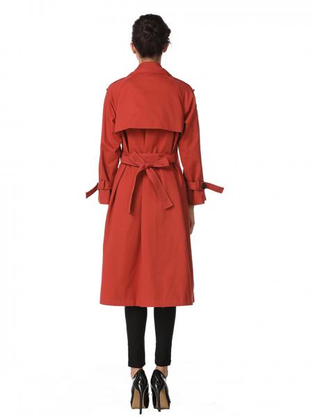 Double-breasted Lined & Layered Long Ladies Trench Coat for Spring