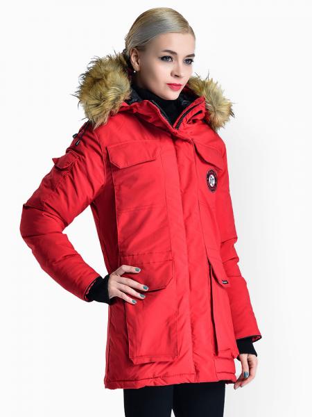 Double Zipper Faux Fur Hooded Thick Ladies Parka Coat for Winter