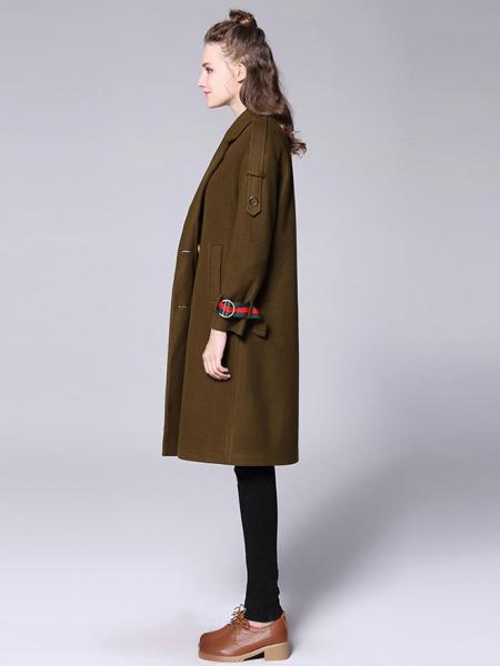 Loose Fit Layered Double Breasted Long Sleeves Women Long Wool Peacoat