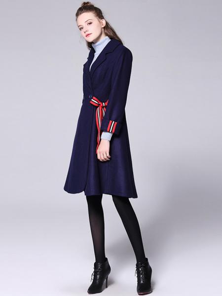 Morden Double Breated Long Sleeves Lined Women Long Dressy Wool Coat