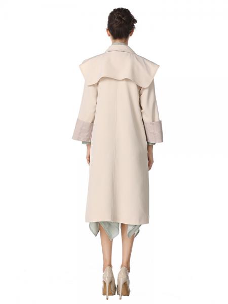 Single-breasted Embroidery Layered Long Spring Trench Coat for Women