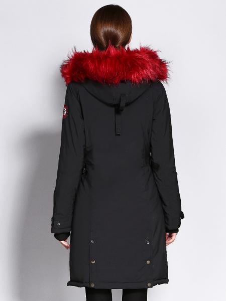 Slim Fit Long Winter Thick Parka Coat with Faux Fur Hood for Women