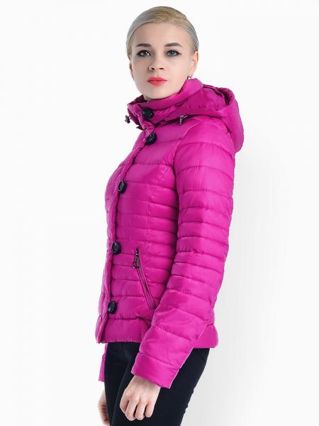 Slim Fit Petit Zipper & Button Light Weight Women Parka Coat with Hood