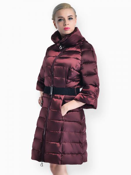 Slim Fit Two-way Zipper Half Sleeves Long Puffer Parka Coat for Women