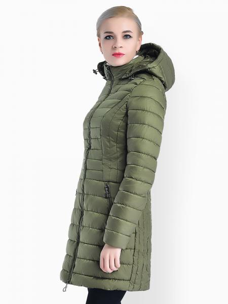 Slim Fit Two-way Zipper Women Parkas Outerwear with Detachable Hood