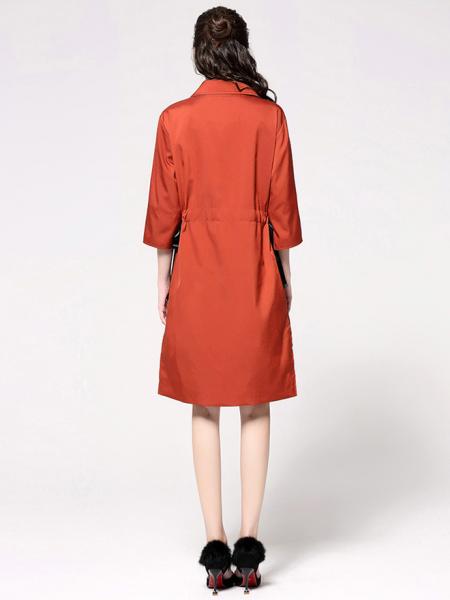 Spring Three-quarter Sleeves Zipper Closure Long Womens Trench Coat