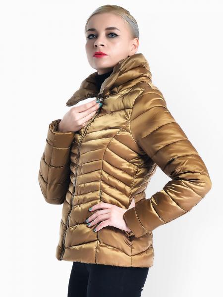 Stand Collar Zipper Closure Padded Petit Slim Lightweight Parka Women