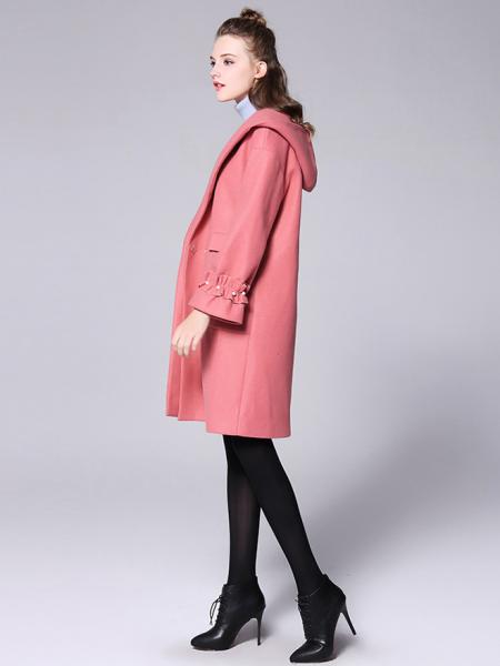 Stylish Single Press Studs Long Sleeves Hooded Long Wool Coat Womens