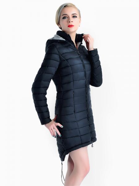 Two-way Zipper Asymmetric Hemline Hooded Spring Parka Coat for Women