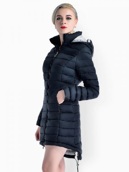 Two-way Zipper Asymmetric Hemline Hooded Spring Parka Coat for Women