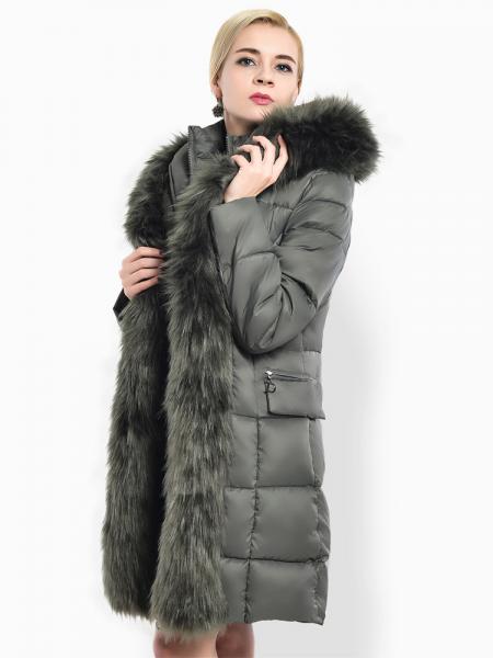 Two-way Zipper Long Deluxe Thick Faux Fur Hooded Women Down Parka Coat