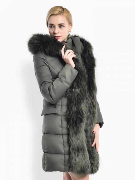 Two-way Zipper Long Deluxe Thick Faux Fur Hooded Women Down Parka Coat