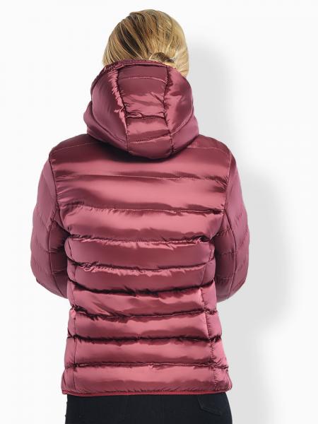 Two Way Zipper Long Sleeves Hooded Womens Slim Quilted Puffer Parka