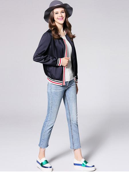 Zipper Closure Long Sleeves Relaxed Fit Autumn Bomber Jacket for Women