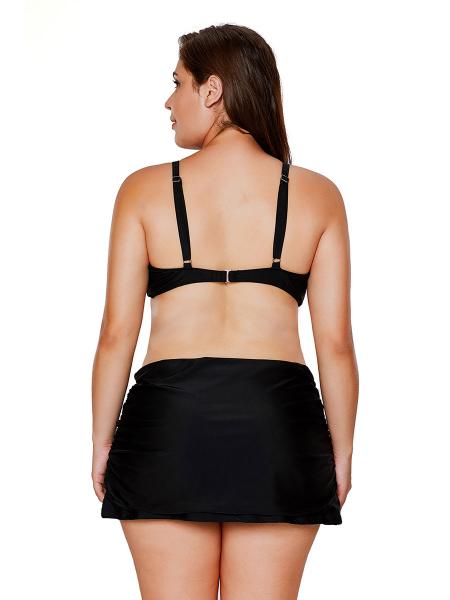 Figure-flattering Twist Front Bandeau Style Bra Padding Ruched Skirted Bikini Set