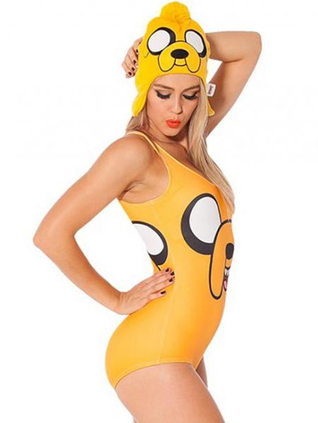 Yellow Yellow Jake Teddy Printed Elastic Cheap One Piece Bathing Suits