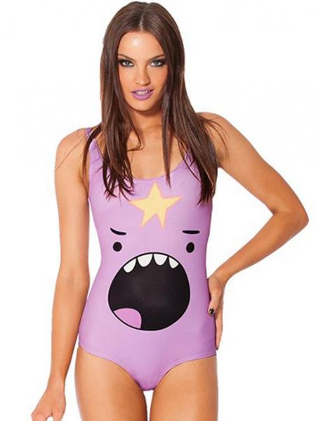 Purple Lumpy Space Princess Shout Teddy Printed One Piece Swim Suit