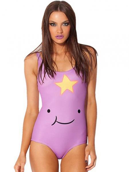 Purple Lumpy Space Princess Smile Romper Swimwear One Piece